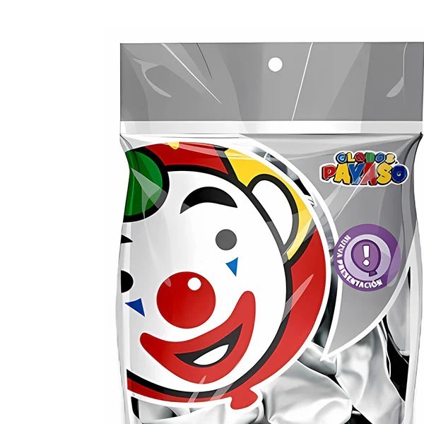 GLOBOS PAYASO 9 BOLSA C50 BICOLOR PLATANEGRO C.100